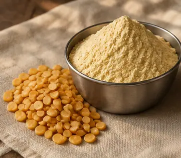 Besan (chickpea) flour with its grain