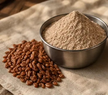 Khapli (emmer) wheat flour with its grain