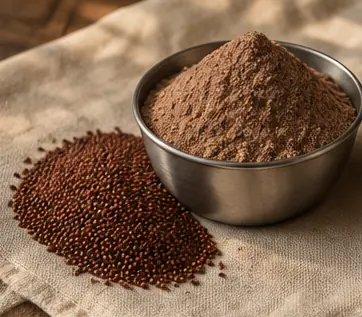 Ragi flour with its grain
